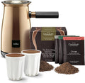 Hotel Chocolat Velvetiser - In-Home Hot Chocolate Machine - Barista-Grade Hot Chocolate Maker - Copper Edition - 2 Ceramic Podcups & 10 Single-Serve Sachets