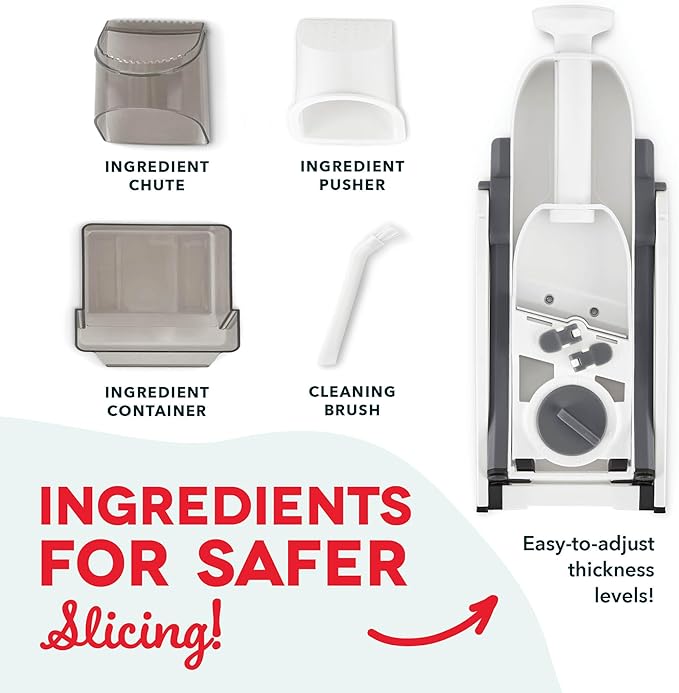 DASH Safe Slice® Mandoline Slicer, Julienne + Dicer for Vegetables, Meal Prep & More with 30+ Presets & Thickness Adjuster - Grey
