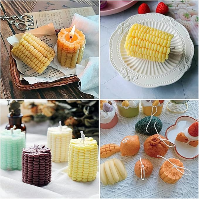 3D Corn Shape Cylinder Silicone Candle Molds Soap Mould Fondant Chocolate Cake Baking Mold for Epoxy Resin,Wax, Polymer Clay