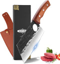 Meat Cleaver Chef Viking Butcher Japanese Cutting Boning Chopping Knife Hand Forged Full Tang Knives with Sheath for Kitchen, Outdoor Cooking, Camping, BBQ, Gift for Man and Women