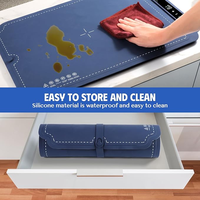 Electric Warming Tray, Portable Silicone Food Warming Mat, Versatile Full Surface Heating Food Warmer with 7 Level Temperature and 6 Hours Timer for Home Dinner, Parties and Buffets (Blue)