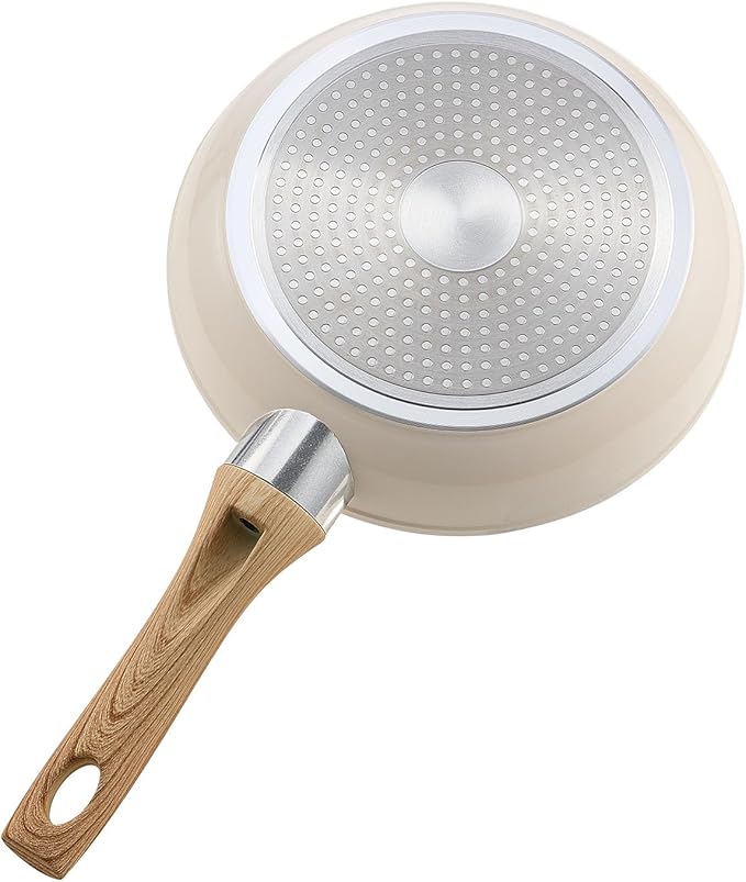VEVOR Frying Pan Skillet, Aluminum Egg Fry Pans, 3 Piece (8, 9.5, 11 in), Nonsitck Ceramic Heavy-Duty Skillets with Heat-Resistant Handle, Chef's Kitchen Cookware for Gas, Electric, Induction, Beige