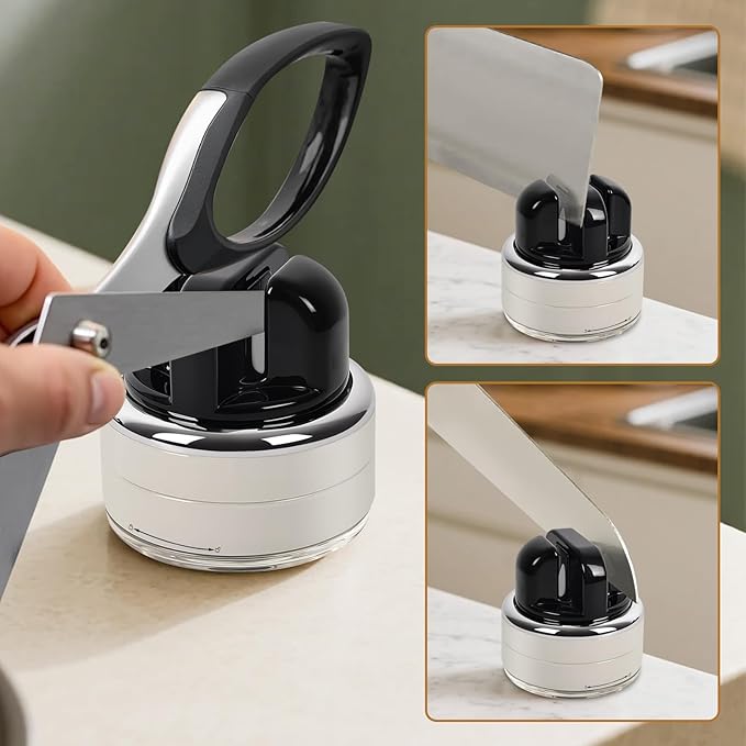 Hands Free Knife Sharpener with Suction Base Multi-Angle Pocket knives sharpene & Kitchen Knife Sharpener with Suction Base For All Knives: Chef’s, Serrated, and Hardened Steel