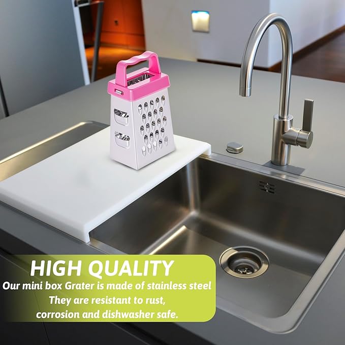 6 Pcs Mini Cheese Grater Professional Box Grater Stainless Steel Fine Coarse Handheld Slicer with 4 Sides Small Box Food Shredder Safe Zester