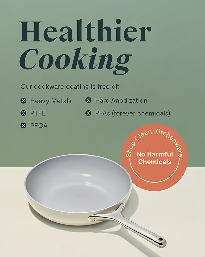 Caraway Fry Pan Duo - Nonstick Ceramic Frying Pan (8" & 10.5”) - Non Toxic, PTFE & PFOA Free - Oven Safe & Compatible with All Stovetops (Gas, Electric & Induction) - Navy