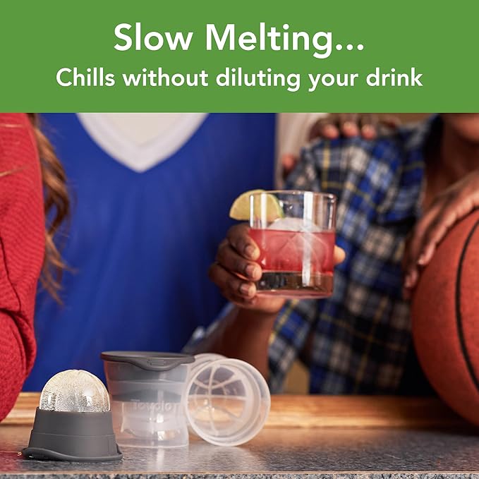 Tovolo Basketball Ice Cube Molds Pack of 2 Large Craft Ice Spheres for Whiskey Bourbon Cocktails Drinks, Dishwasher Safe BPA Free Silicone Basketball Ice Ball Mold GIfts for Men, Fathers, Coaches