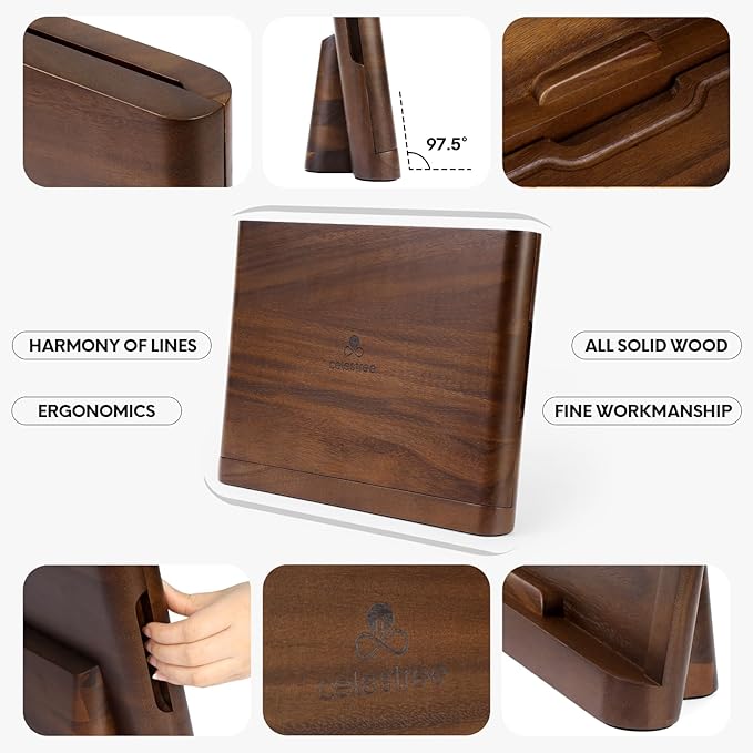 2-in-1 Wood Cutting Board with Magnetic Knife Holder - 16 x 11 Inch Rain Wood, Juice Grooves, Kitchen Organizer for Home Chefs