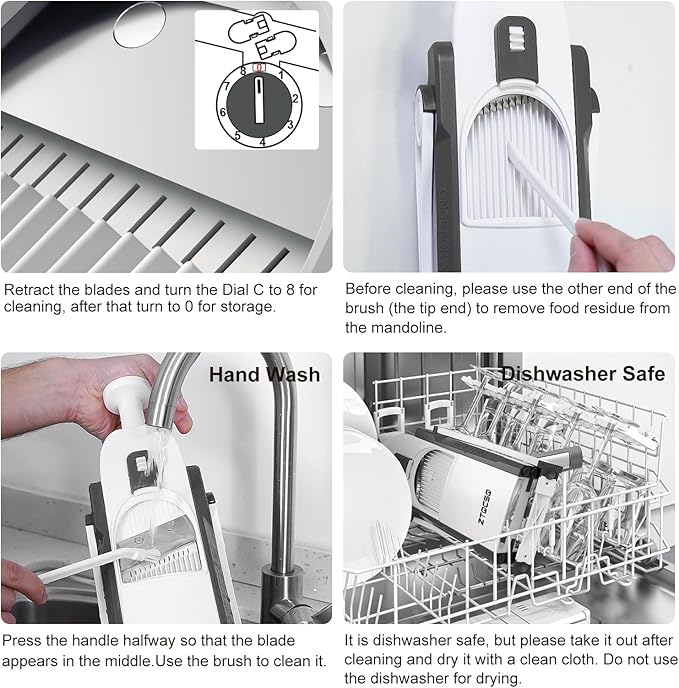 5 in 1 Mandoline Slicer for Kitchen, Safe Vegetable Chopper & Adjustable Mandoline Slicer. Easy to Clean, can't Detachable Blade, Vegetable Slicer can Cut Slicing, Strips,Shredding, Dicing,Chop