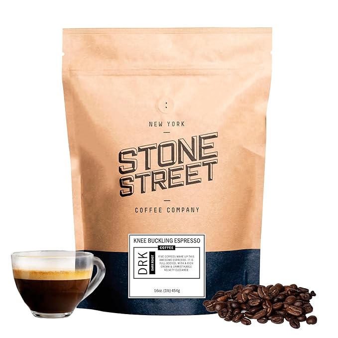 Stone Street Knee Buckling Espresso Beans, High Caffeine Coffee Blend, Dark Roast, Whole Bean, 1 LB