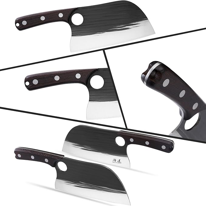 SHANGDAO Meat Cleaver Knife 7.8", Butcher Knife for Meat Cutting, High-carbon steel Chopper Knife, Vegetable Cleavers, Forged Blade & Wood Handle, Camping Thanksgiving Christmas Gifts