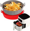 Silicone Liners, Pot 2 Pcs Reusable Non-Stick Air Fryer Basket Bowl Fit 3-5QT Baking Replacement of Flammable Parchment Paper(Round, 6.5 Inch)
