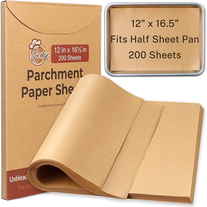 200 Pcs Parchment Paper Sheets, 12x16.5 Inch Precut Non-Stick Unbleached Parchment for Baking, Cookie, Cooking and Bread, Fits Half Sheet Pans