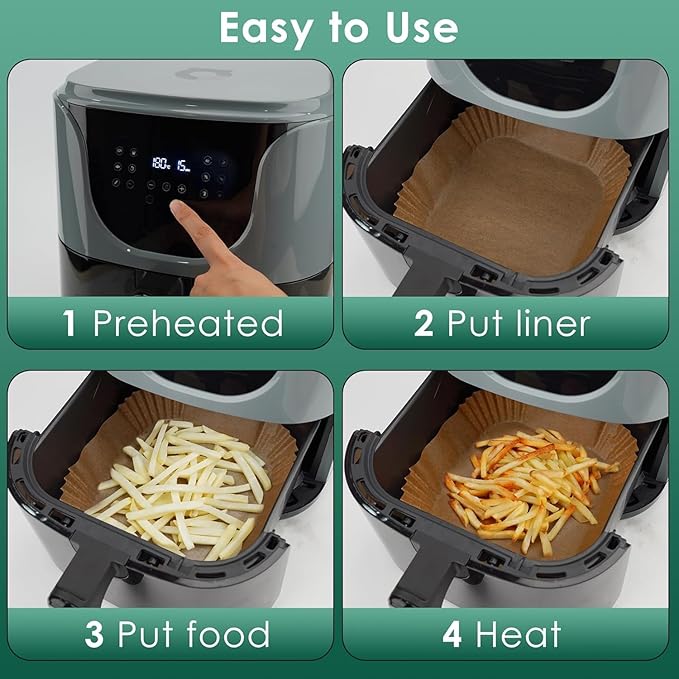 505 PCS Air Fryer Liners Disposable, 8 inch Square Parchment Paper Liners, Heavy-Duty Air Fryer Liners for 5-8 QT Basket, Non-Stick & Oil-Proof Parchment Paper for Microwave
