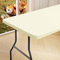homing Rectangle Table Cloth Cover, Waterproof Polyester Elastic Fitted Tablecloth, Fits for 4 Foot Folding Tables, Washable Table Protector for Picnic, Camping, Outdoor (Cream Yellow, 30" x 48")