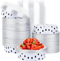 Beasea Mini Tart Pans with Lids 100 Pack, 4” 8oz Disposable Aluminum Baking Foil Tins Round Small White Black Dot Container for Individual Cupcake Dessert Muffin Ramekin Cheesecake Quiche Oven Dishes
