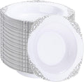 100PCS Silver Plastic Bowls - 12 oz Silver Disposable Salad Bowls - Heavy Duty Disposable Soup Bowl - Fancy Plastic Ice Cream Bowl for Weddings Parties Dinners Picnics