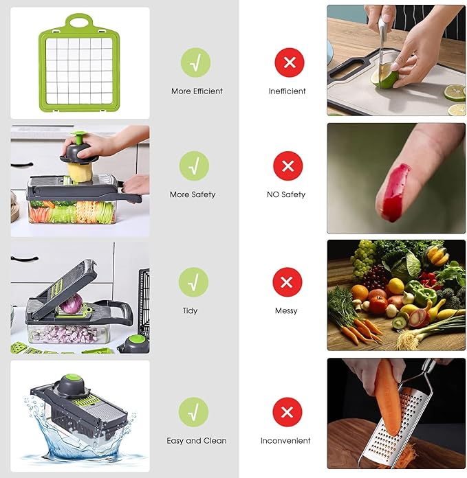 Vegetable Chopper Slicer 13-in-1 with Spice Chopper Set 7 Blades Veggie Dicer Onion Fruit Cutter