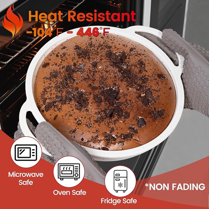 9 Inch Round Cake Pan, Metal Reinforced Frame Silicone Cake Mold for Baking with Handle Easy to Move Confetti