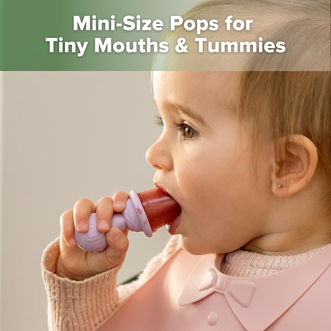 Haakaa Silicone Toddler Popsicle Mold, 3-Cavity Mini Baby Popsicle Molds with Easy-Grip Handles & Choke-Guard Design, Breastmilk Popsicle Molds for Teething Relief & Self-Feeding,6 Month+