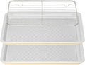 Nonstick Ceramic Baking Sheet with Rack, 2-Pack 13x9 Quarter Sheet Pan, Non-Toxic, PTFE & PFOA Free, Warp-Free, Oven Safe 550°F, Dishwasher Safe, Aluminized Steel, Gray Yellow