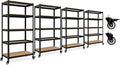HOMEDANT House 5-Tier Metal Rolling Cart Shelf Rack Casters Heavy Duty Laminated Wheel Shelving Unit Adjustable Utility Storage Shelves Organizer Shelf Kitchen Garage 36.2" W x 16.5" D x 69.5" H 4Pack