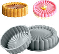 10 Inch Silicone Bundt Cake With 8 Inch Pan Set (2 Pack) - Nonstick Baking Mold for Pound Cake, Jello, Bread & Brownies, Dishwasher Safe, Grey