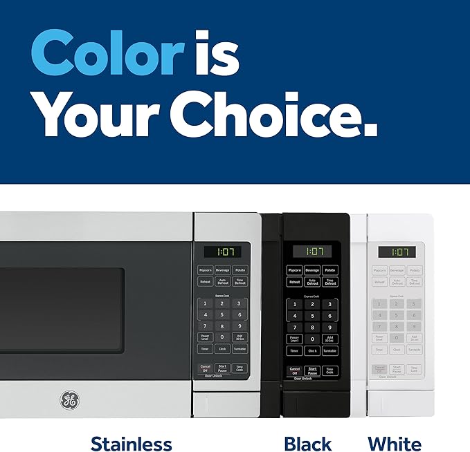 GE GCST07N1WBB Microwave Oven, 700-watt 6 Auto Cooking Settings, Child-Lock Technology, Kitchen Essentials for The Countertop, Dorm Room or Apartment, 0.7 Cu. Ft, Black
