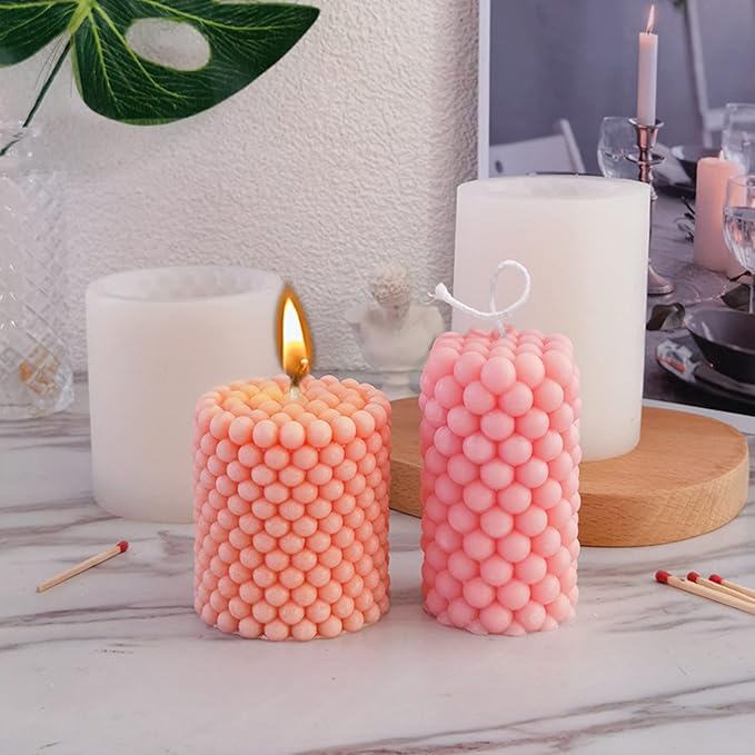 Long Bubble Pillar Silicone Candle Mold Silicone Soap Mold Fondant Chocolate Cake Candy Mould Epoxy Resin Casting Mold DIY Wax,Polymer Clay