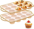 Silicone Muffin Pans for Baking 2 Pack, 2.6 Inch with Metal Reinforced Frame, Regular Size Nonstick Cupcake Pan 12 Cups for Baking Homemade Muffins, Dishwasher Safe BPA Free-Light Yellow