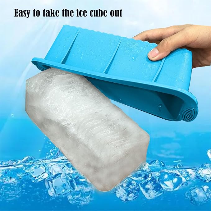 6pcs Extra Large Silicone Ice Block Molds for Cold Plunge or Coolers, Ice Tray for Bath (Blue)