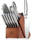 Knife Set Premium, Japanese High Carbon Stainless Steel 14 Pcs Kitchen Knives Block Set with Built-in Sharpener and Wood Block, Razor Sharp Knife Sets for Kitchen with Ergonomic Handle