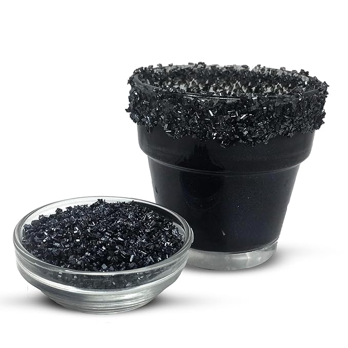 Snowy River Black, Cocktail & Margarita Sugar Rimmer - Vibrant Naturally Colored Sugar for Cocktail Rimming, Baking & Decorating, Medium Crystal - 16oz