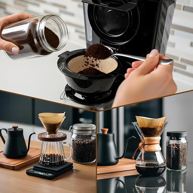AOZITA #4 Cone Coffee Filters 8-12 Cup, 100 Count Unbleached Natural Coffee Paper Filters, No Blowout, Disposable Coffee Filter for Pour Over and Drip Coffee Maker