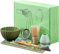 8PCS Matcha Whisk Set - Matcha Set Ceramic Whisk and Bowl, Japanese Buucup Matcha Set with Bamboo Whisk, Sifter, Scoop, Holder & Tea Towel for Traditional Matcha Ceremony (Green)