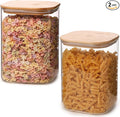 Liuruiyu Glass Food Storage Jars 150 Set of 2,Glass Storage Containers Clear Glass Food Canister with Bamboo Lid Airtight For Serving Tea, Coffee, Flour, Sugar, Candy, Cookie, Spice and More (Square)