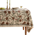 ISAENNE Designer Christmas Beige Linen Rectangular Tablecloth,Pinecones Pattern Indoor Tablecloths,Washable Decor Table Cloth for Dining Thanksgiving Kitchen Christmas,55"*87"-Carol B
