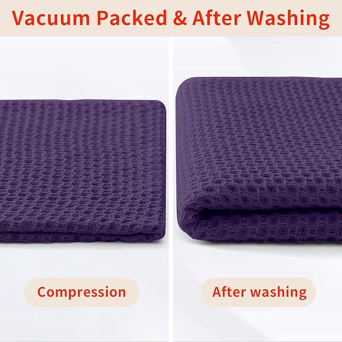 Homaxy 100% Cotton Waffle Weave Kitchen Dish Cloths, Ultra Soft Absorbent Quick Drying Dish Towels, 12 x 12 Inches, 6-Pack, Eggplant