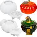Actvty Halloween Resin Molds - 2 Pcs Pumpkin Jar Silicone Molds With Witch Lid for Casting, Craft DIY, Jewelry, Candy Storage Container