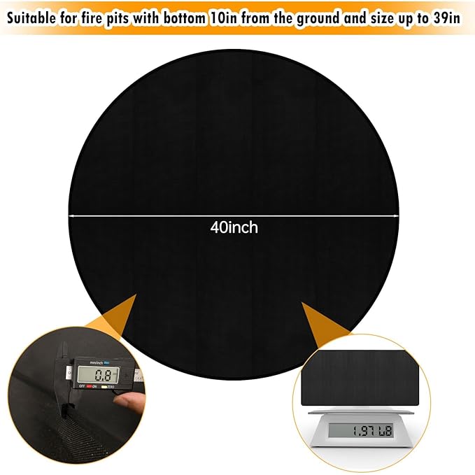 40" Round Fire Pit Mat Compatible with Solo Stove Bonfire,3-Layer Outdoor Under Grill Mat Patio Deck Protector BBQ Pad,Fire Proof Pads for Under Fire Pit,Charcoal Grills,Griddles and Smokers