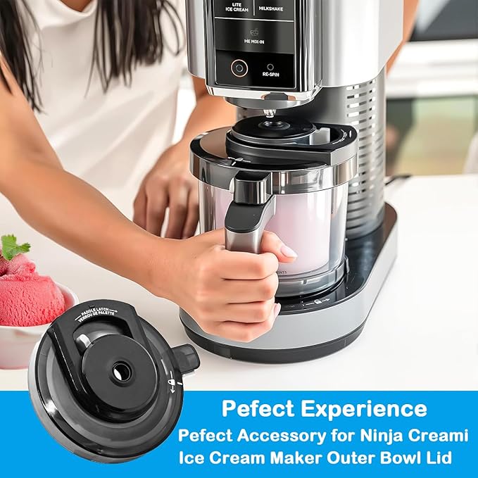 Outer Bowl Lid Replacement for Ninja Creami NC301 Ice Cream Maker, Reusable Creami Replacement Lid Compatible with Ninja Creamy NC301 NC300 NC299AMZ CN301CO Series, Ninja Creami Replacement Parts