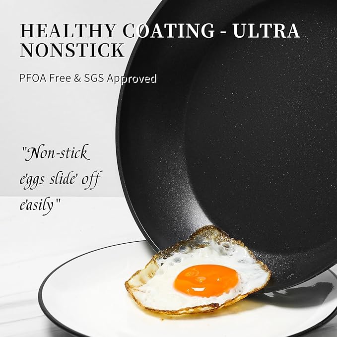 Innwewell 11 inch Nonstick Frying Pan, Non Stick Frying Pan Large Skillet Pan Omelette chef's Pan, Induction Compatible, No Toxic & PFOA Free, Black