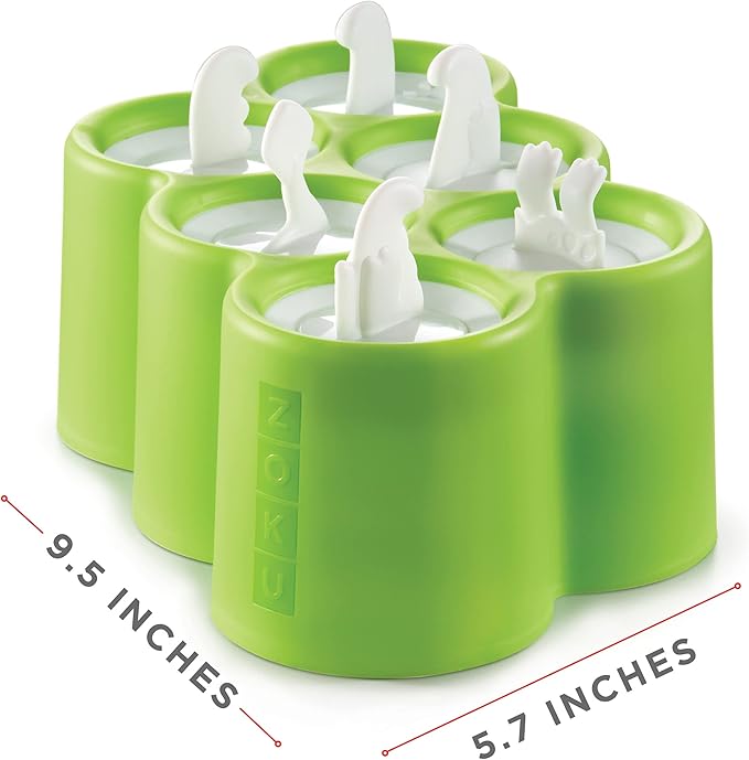 Zoku Dino Pop Molds, 6 Different Easy-release Silicone Popsicle Molds in One Tray, Unique and Fun Prehistoric Designs, BPA-free