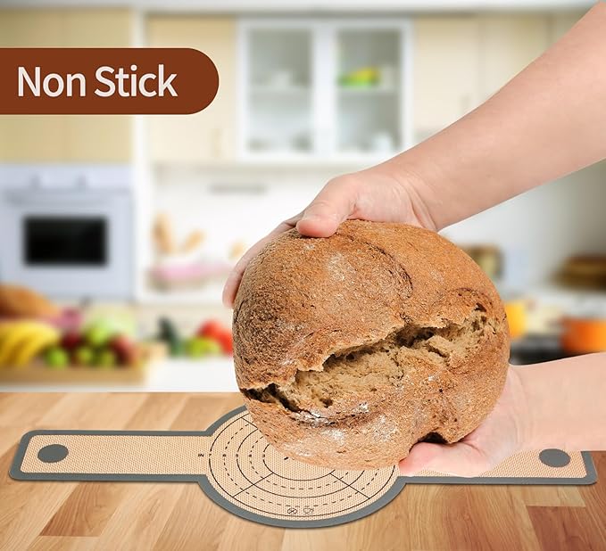 XCZ Silicone Bread Sling for Transferable Dough - 2PCs Reusable Silicone Baking Mat for Sourdough Bread Baking – Heat-Resistant Dutch Oven Liner with Storage Band