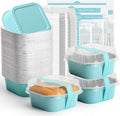 Ruckae 5oz 100 Pcs Square Mini Loaf Pans with Lids-Disposable Foil Dessert Containers,Mini Cake Pans with Lids,Aluminum Dessert Cups for Parties and Weddings (Light Blue, 5oz)