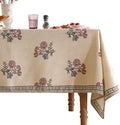 ISAENNE Designer Linen Light Beige Rectangular Tablecloth,French Colorful Floral Table Cloth,Stain Resistant Decor Tablecloths for Dining Thanksgiving Christmas Kitchen,55"*79"-Helena E
