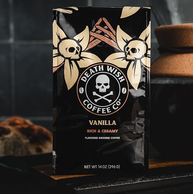 DEATH WISH COFFEE - Vanilla Ground Coffee (14 oz) (Pack of 2)