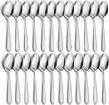 24-Piece Dinner Spoons Set, Funnydin 6.7" Stainless Steel Spoons Silverware, Durable Dessert Spoons, Table Spoon Use for Home, Kitchen and Restaurant - Mirror Polished, Dishwasher Safe