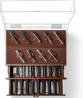 Premium Pocket Knife Display Case for 50 Knives - Extra Large Wooden Knife Organizer, Storage & Holder with Unique Pillars, 2 Drawers - Knife Collection Box - Handcrafted for Men