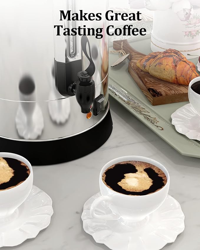 Garvee 100 Cup Fast Brew Commercial Coffee Urn, Food Grade Stainless Steel Large Capacity Coffee Maker Perfect for Church, Meeting rooms, Lounges, and Other Large Gatherings-14 L