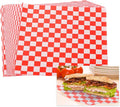 PATIKIL 7.1" x 7.1" Waxed Paper Sheets, 50Pcs Square Pattern Oil-absorbing Dry Food Wrapping Paper for Bakery Coffee Shop Home Baking Kitchen DIY, Red